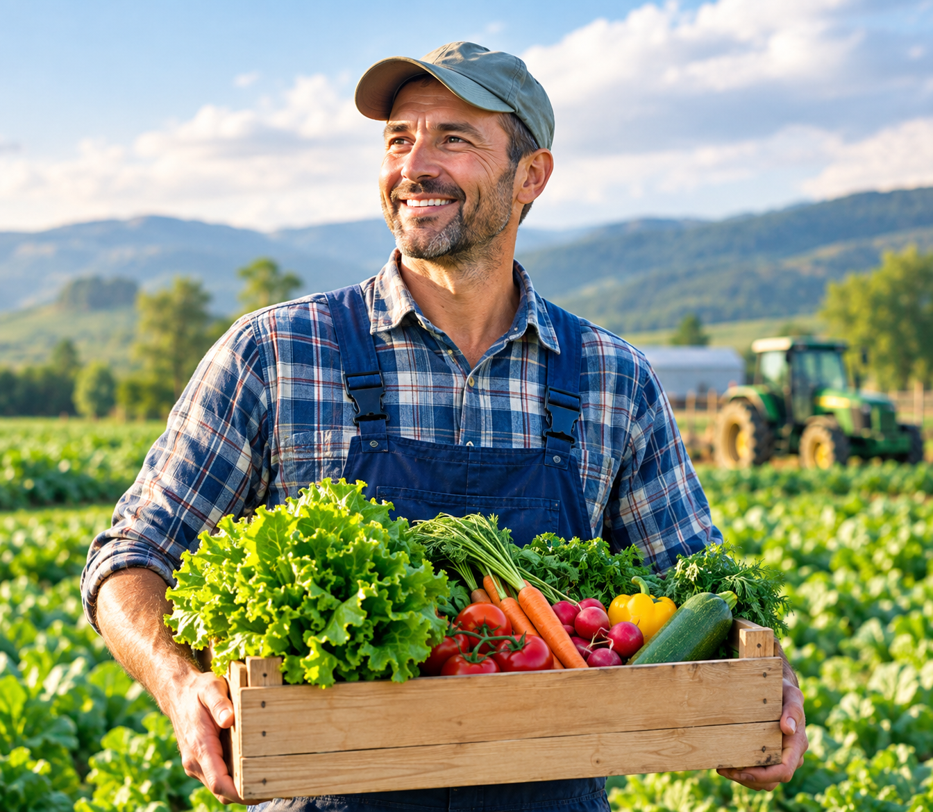 Farmer checking fresh agricultural produce